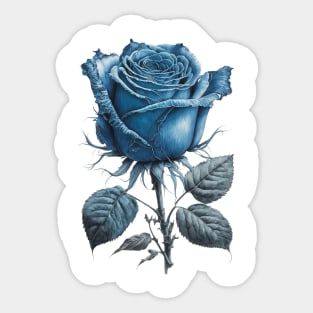 Blue Rose Drawing, Flower Drawing, Gift For Her Sticker